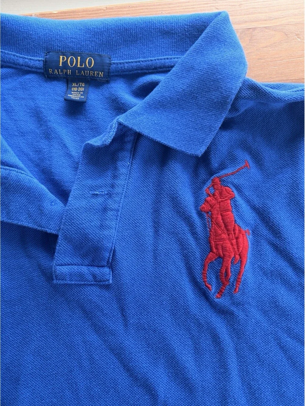Polo Ralph Lauren Boys XL 18-20 Big Pony Polo Shirt Royal Blue Red #3